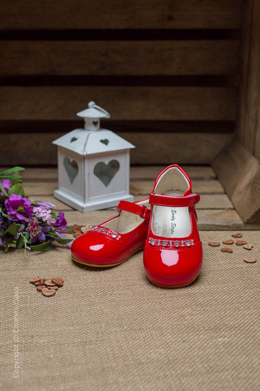 Girls Red Diamond Patent Leather Shoes